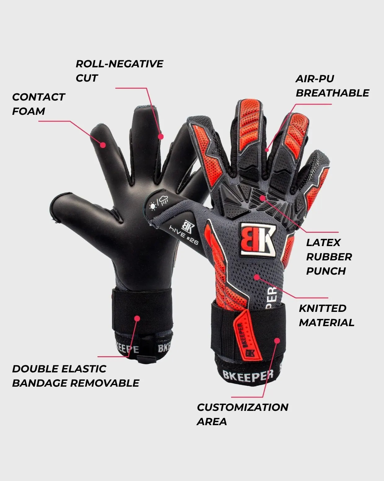 BKeeper HIVE #26 Red Goalkeeper Gloves