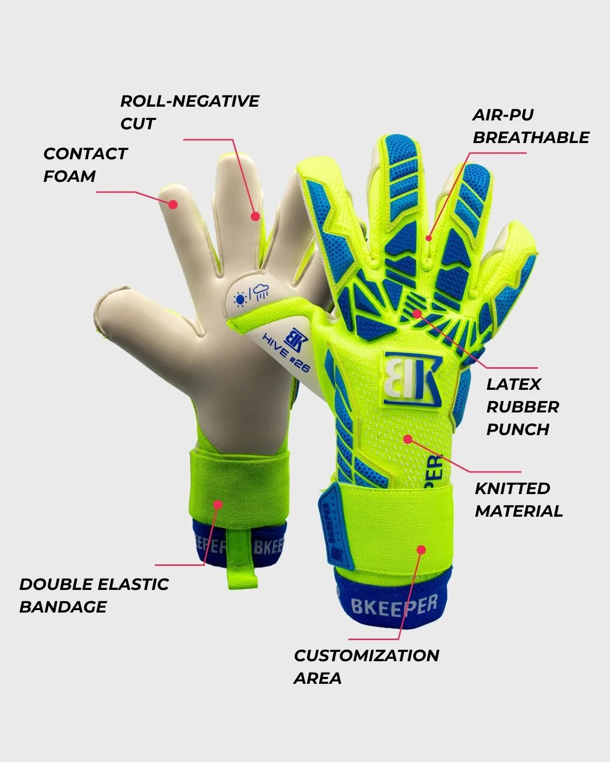 BKeeper HIVE #26 Yellow Goalkeeper Gloves
